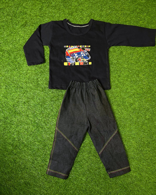 T-Shirt & Denim Set (NAVY BLUE)