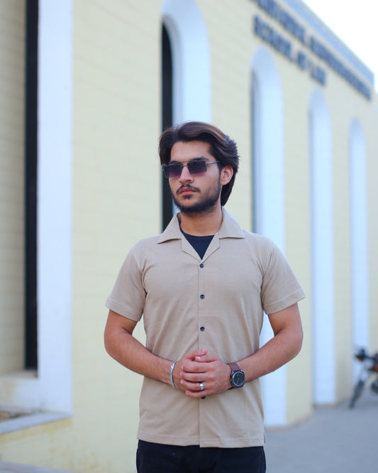 Cuban Collar Shirt (Beige)