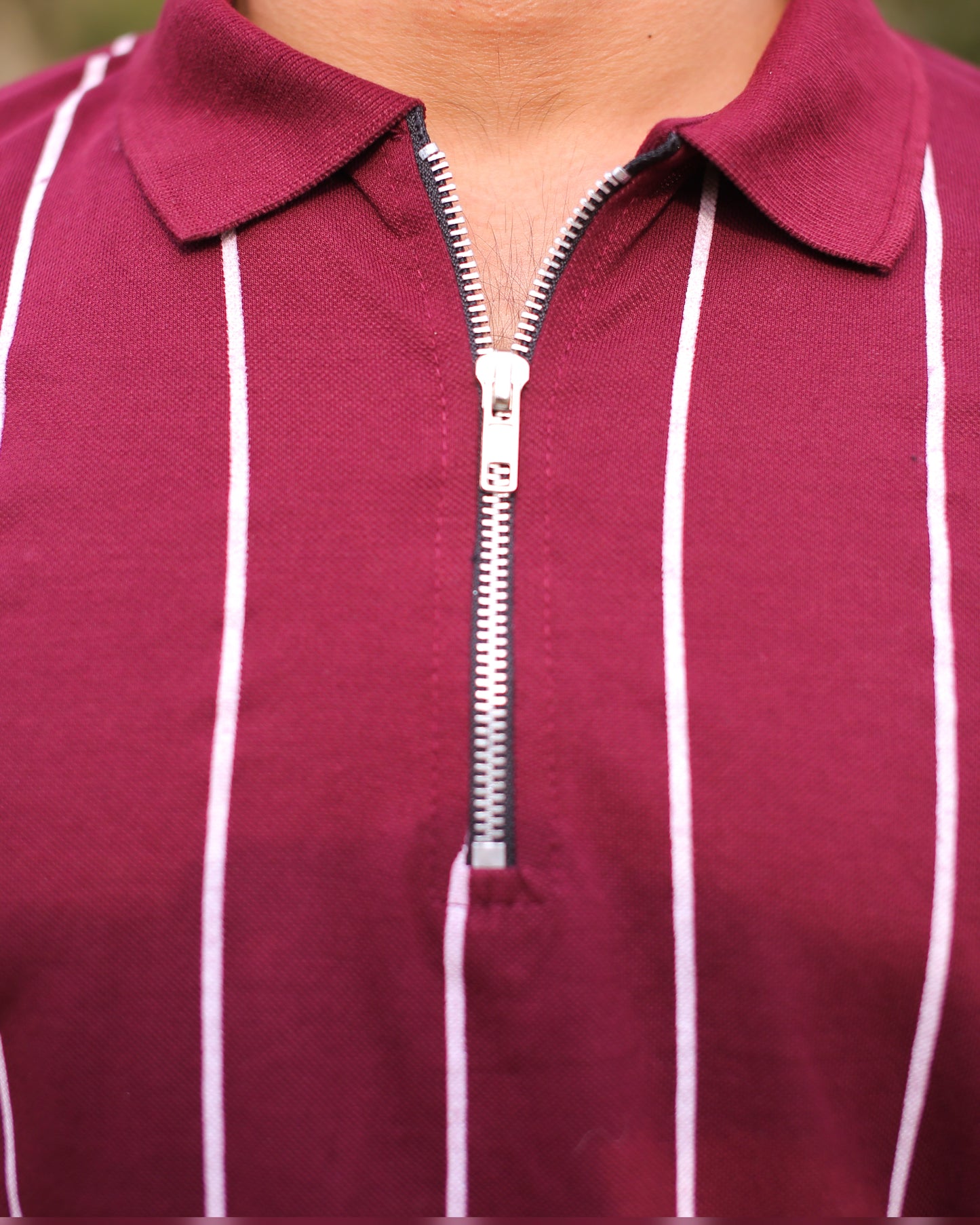 Urban Line Zipper Polo(Maroon)