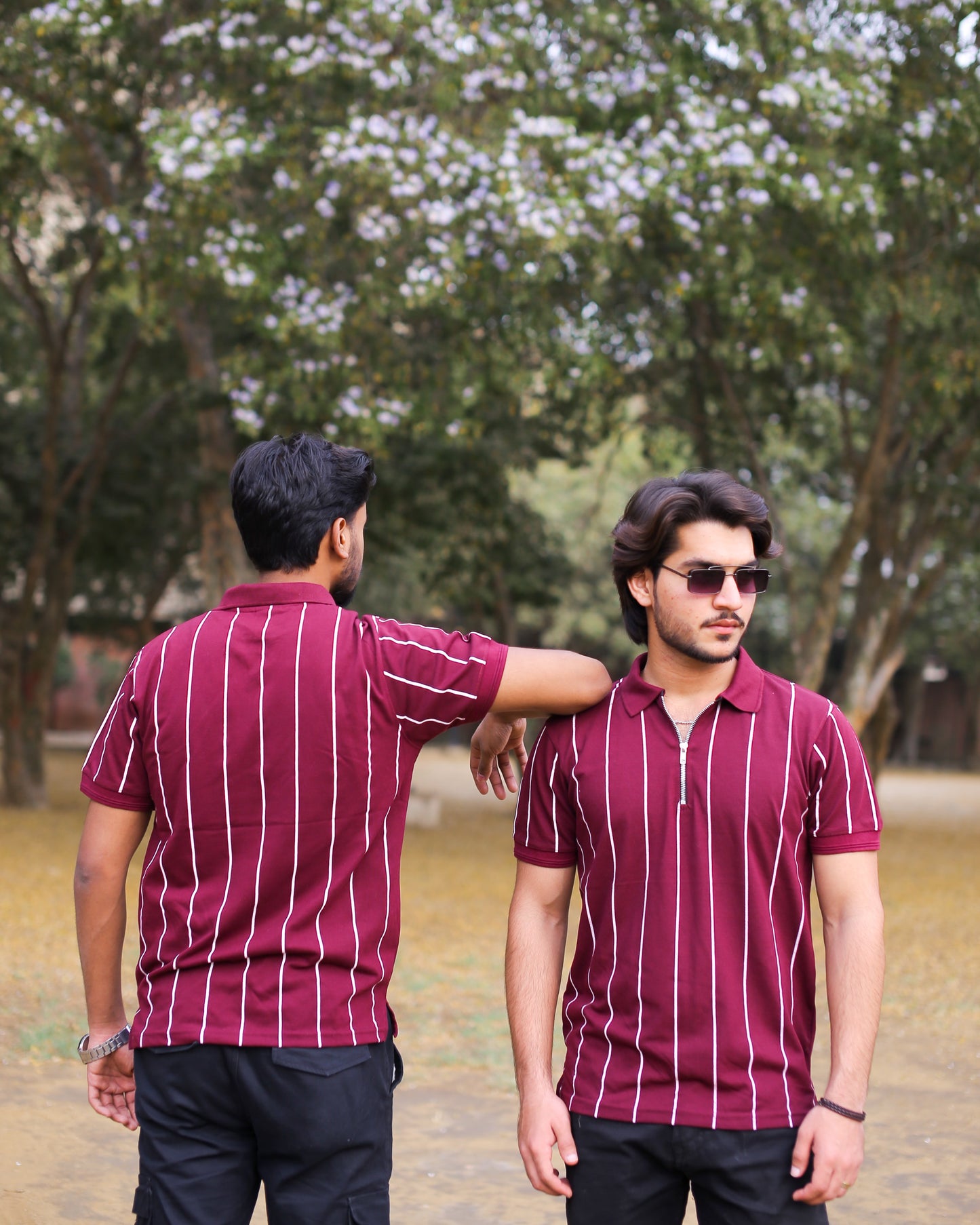 Urban Line Zipper Polo(Maroon)