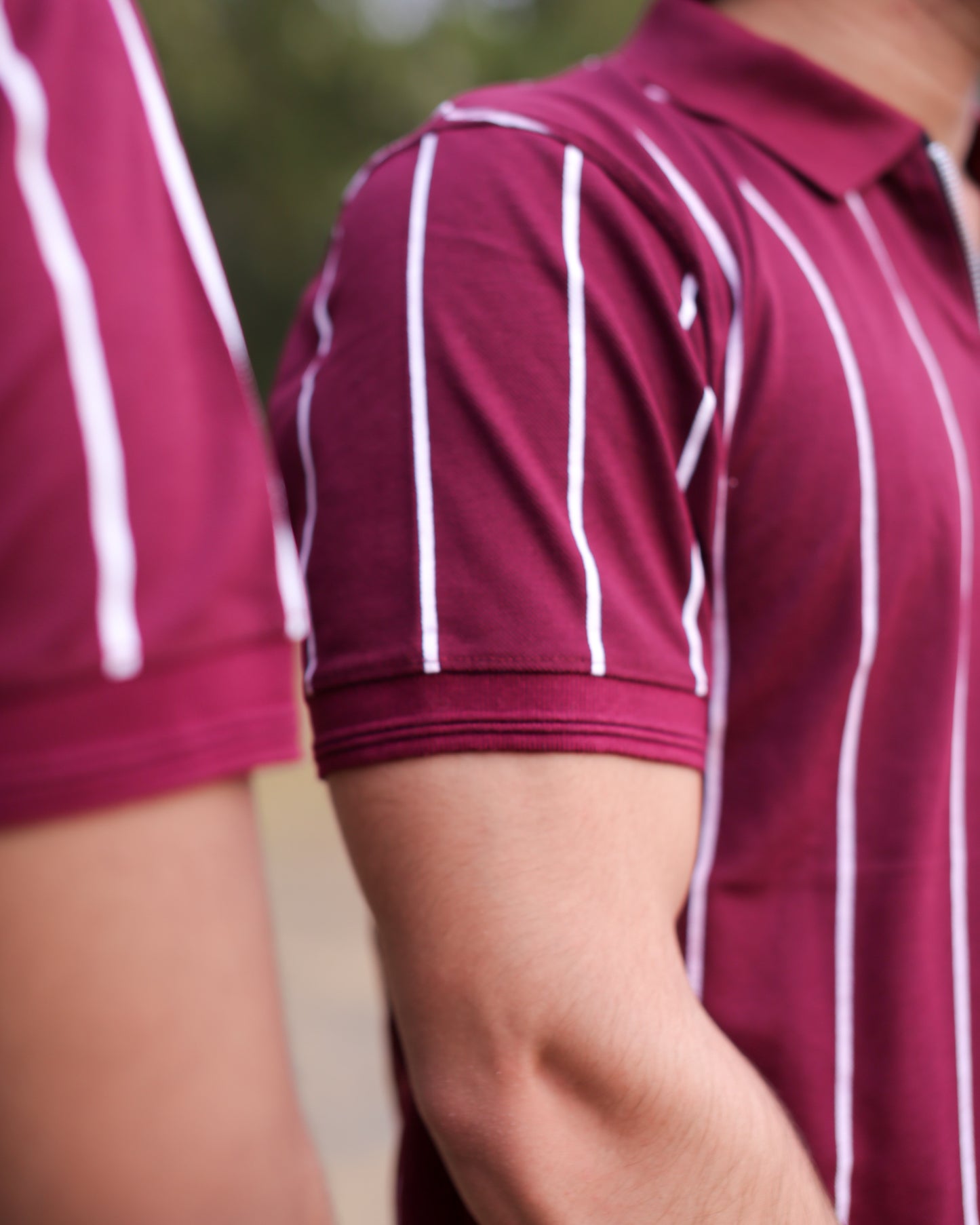 Urban Line Zipper Polo(Maroon)