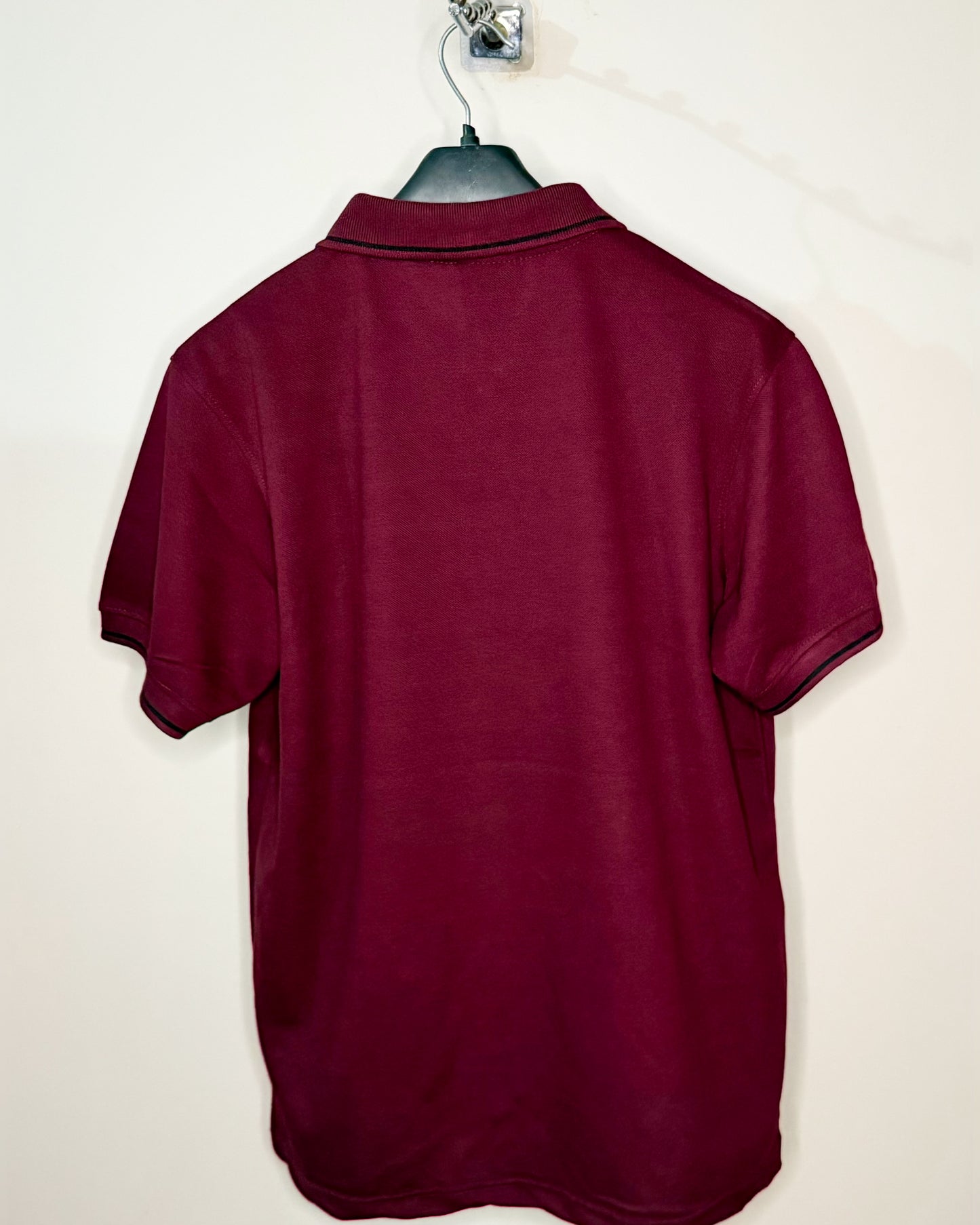 Striped Zipper Polo(Maroon)