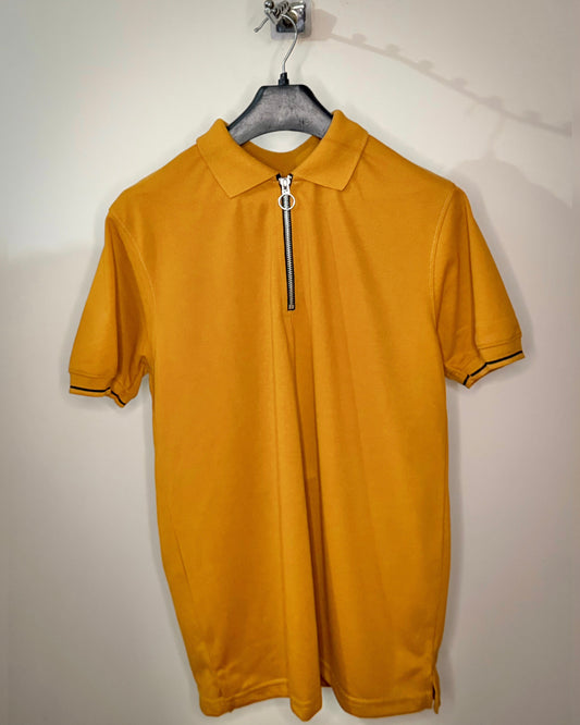 Plain Zipper Polo(Mustard)